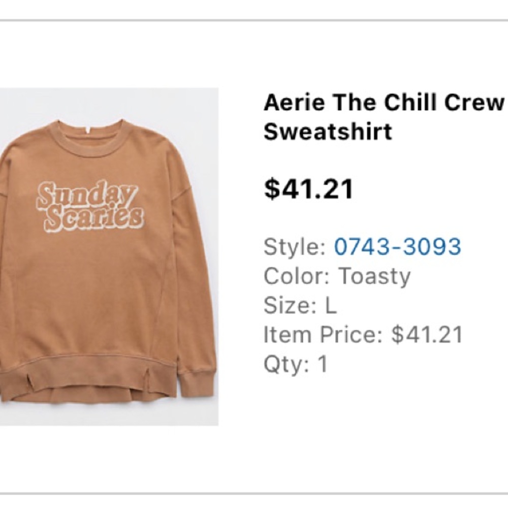 Aerie The Chill Crew Sweatshirt “Sunday Scaries”